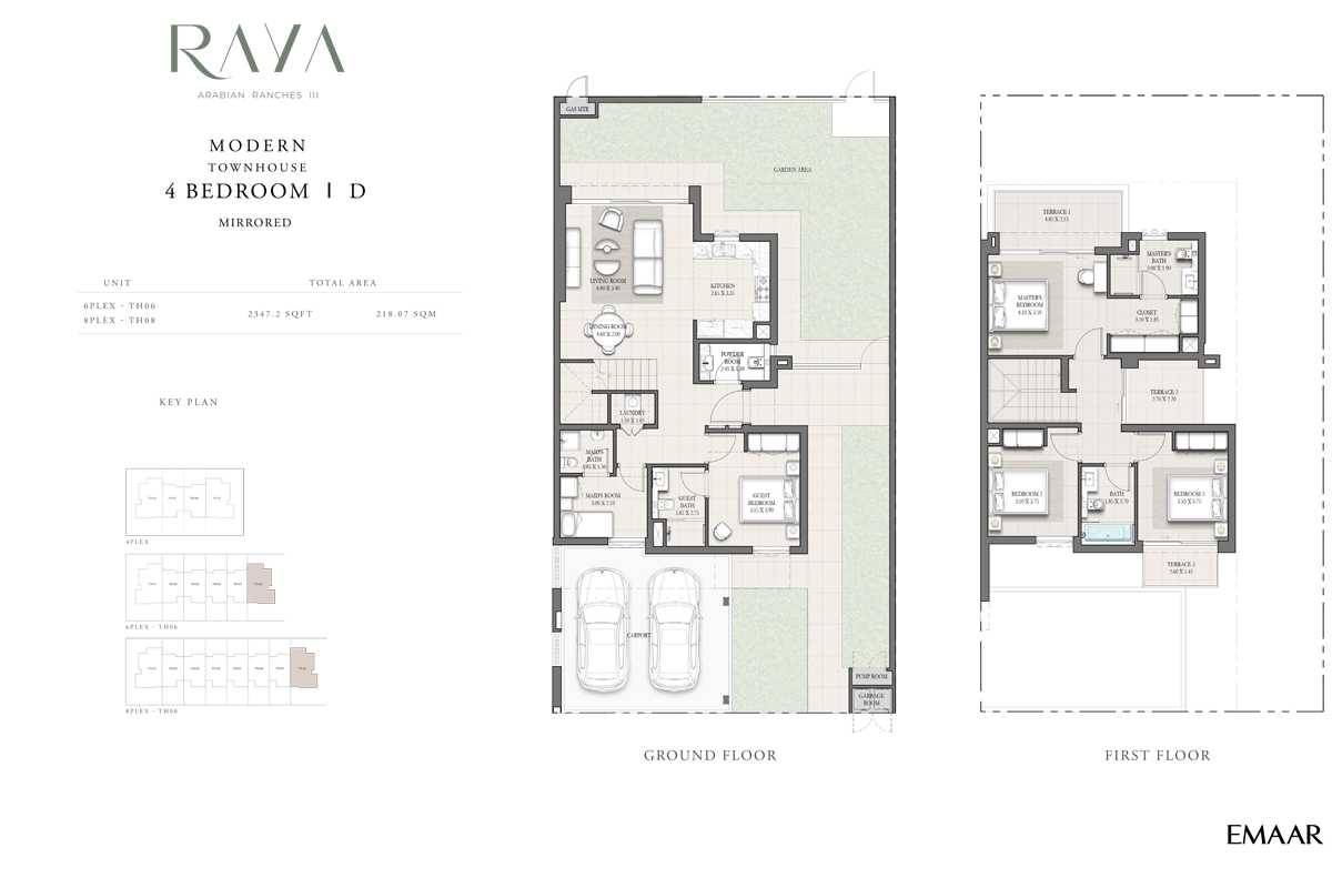 Modern Townhouse - D, Mirrored Unit 6 - 8 Plex, TH06 - TH08